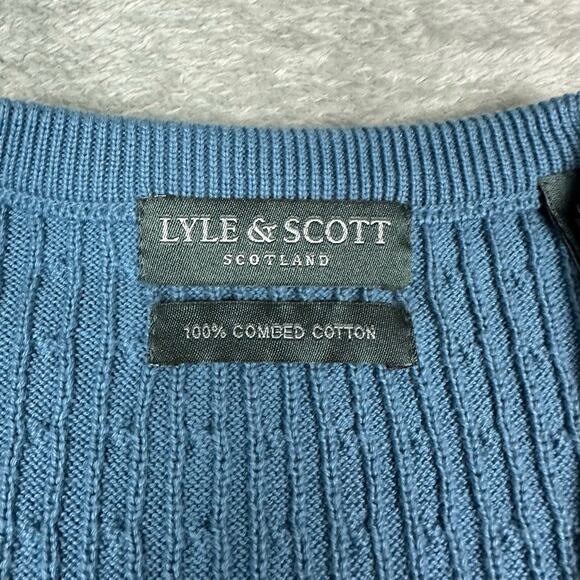 Lyle & Scott Sweater Vest Lot Mens L Blue Navy Excellent Cotton V-Neck Knit - Picture 9 of 15
